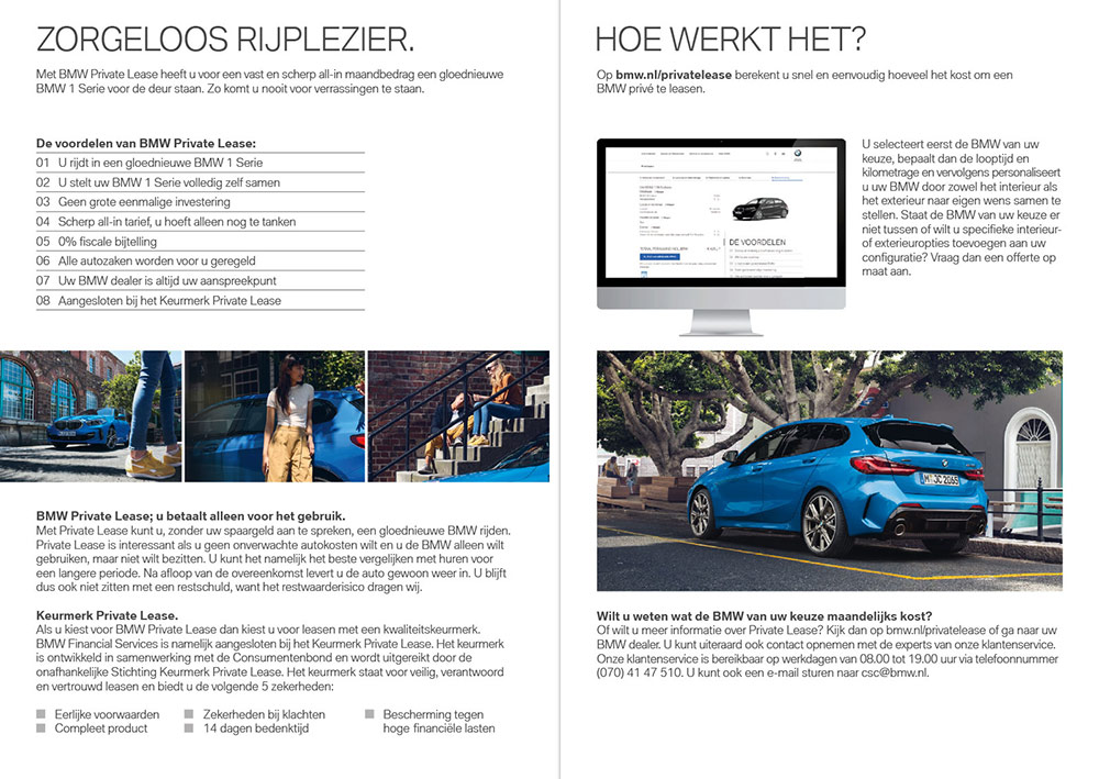 Grafisch ontwerp private lease folder BMW