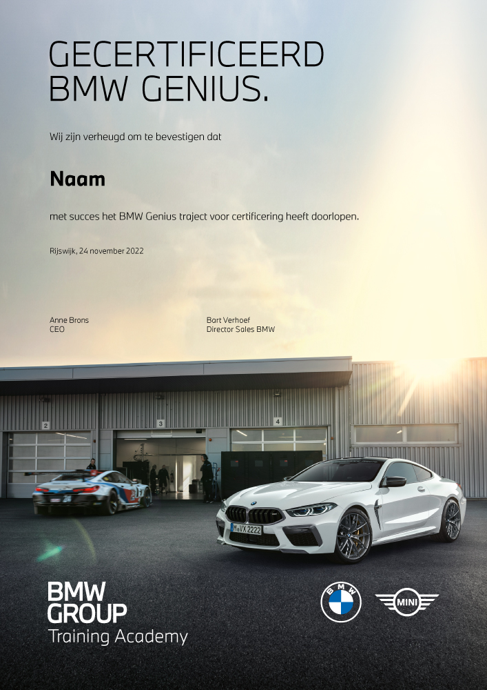 Certificaat Garantiespecialist bij BMW