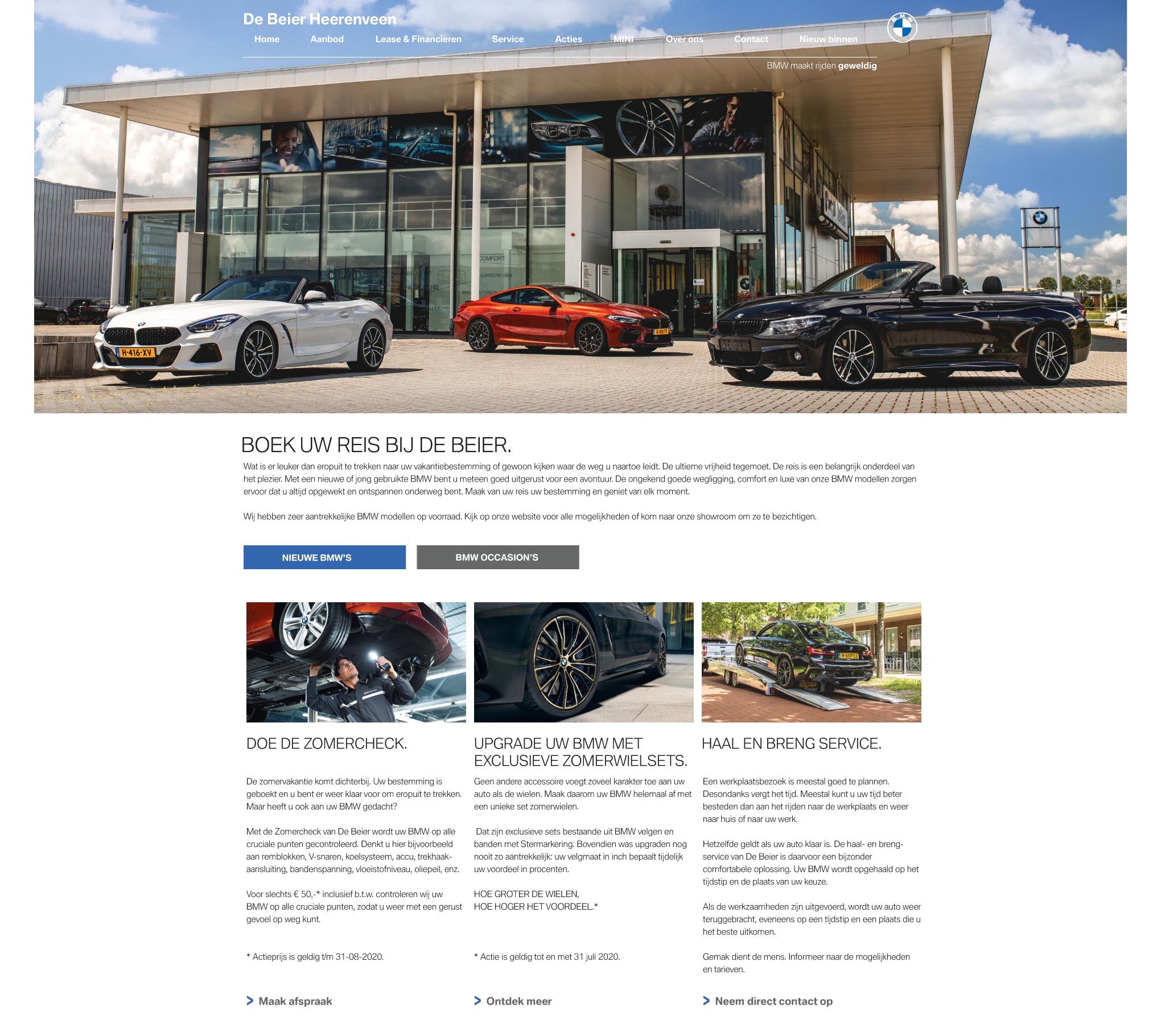 Actiepagina website de Beier