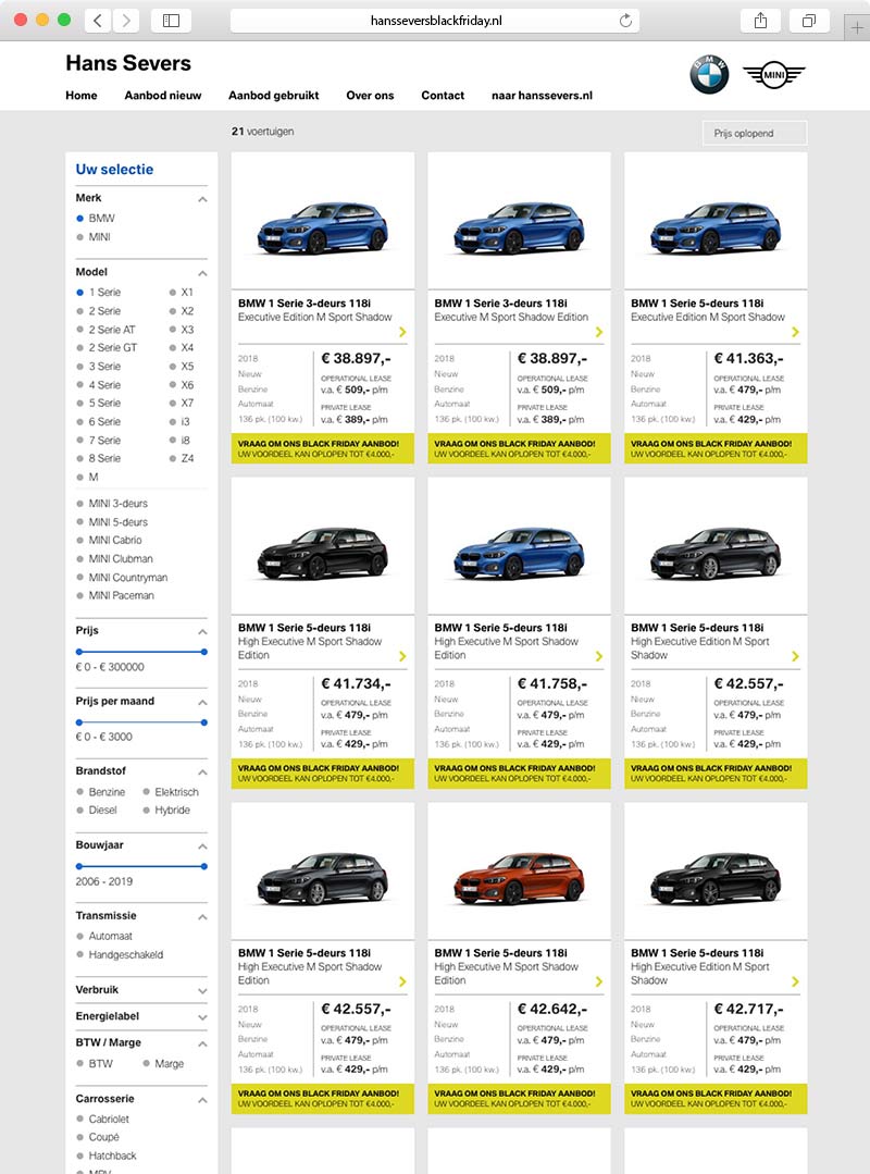 ontwerp website black friday voorraadmodule