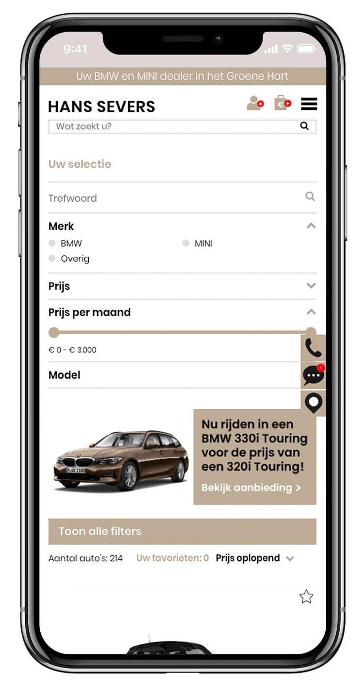 Ontwerp responsive website Hans Severs voorraadmodule