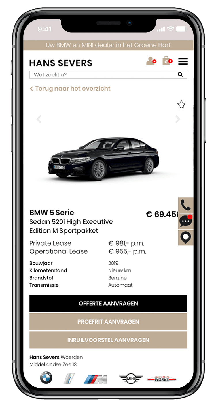 Detailpagina voertuig website Hans Severs 