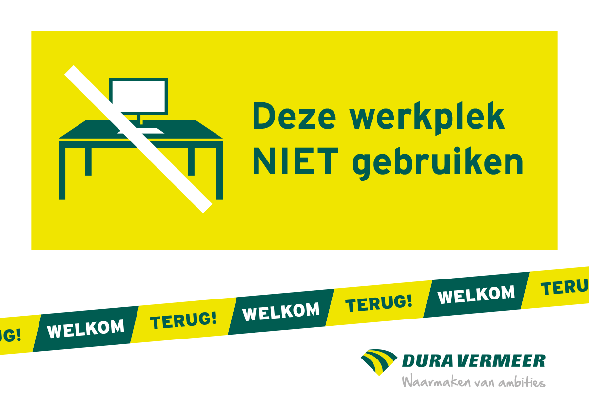 Poster Corona werkplek niet gebruiken