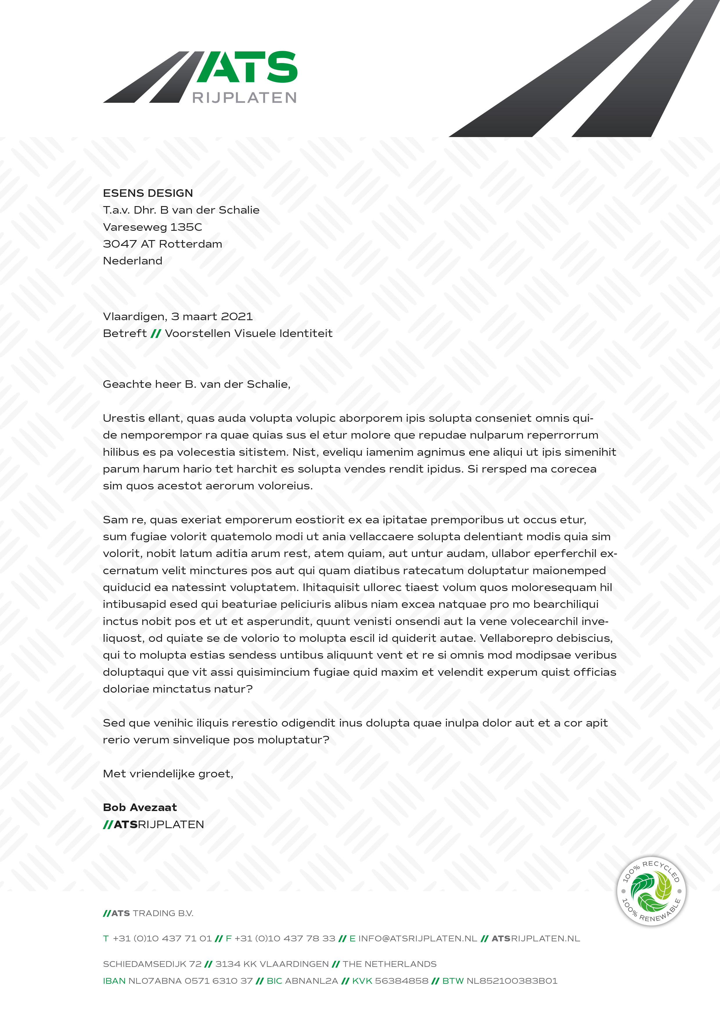 Briefpapier in de ATS huisstijl