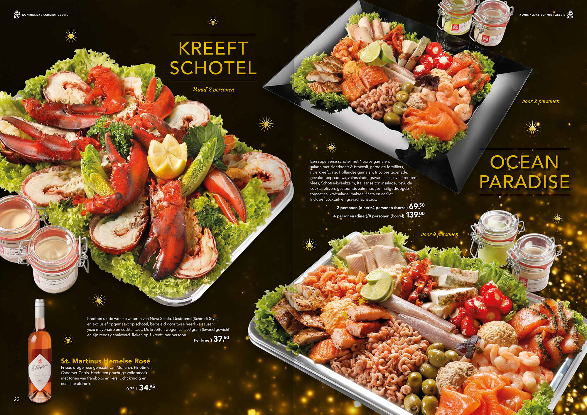 De kerstbrochure opengeslagen op de laatste twee paginas