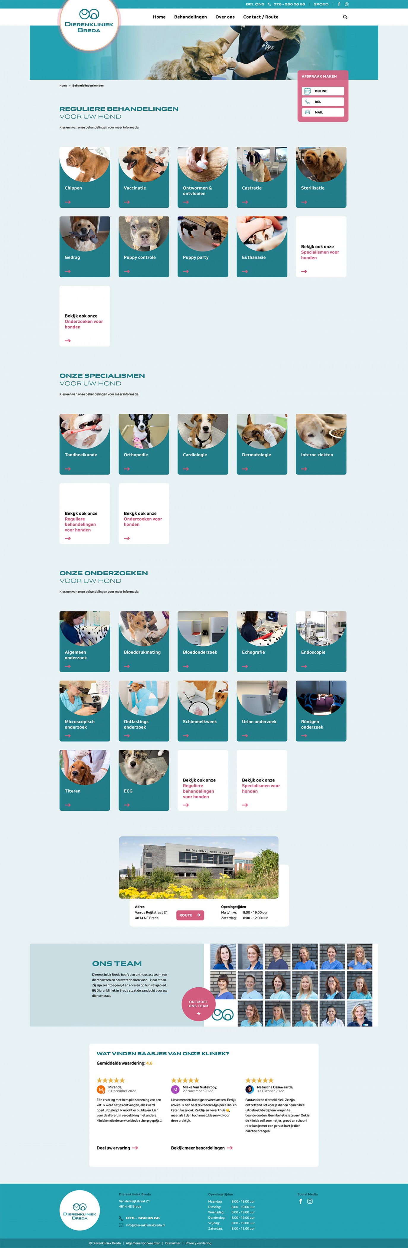 Volledige detail pagina dierenkliniek breda