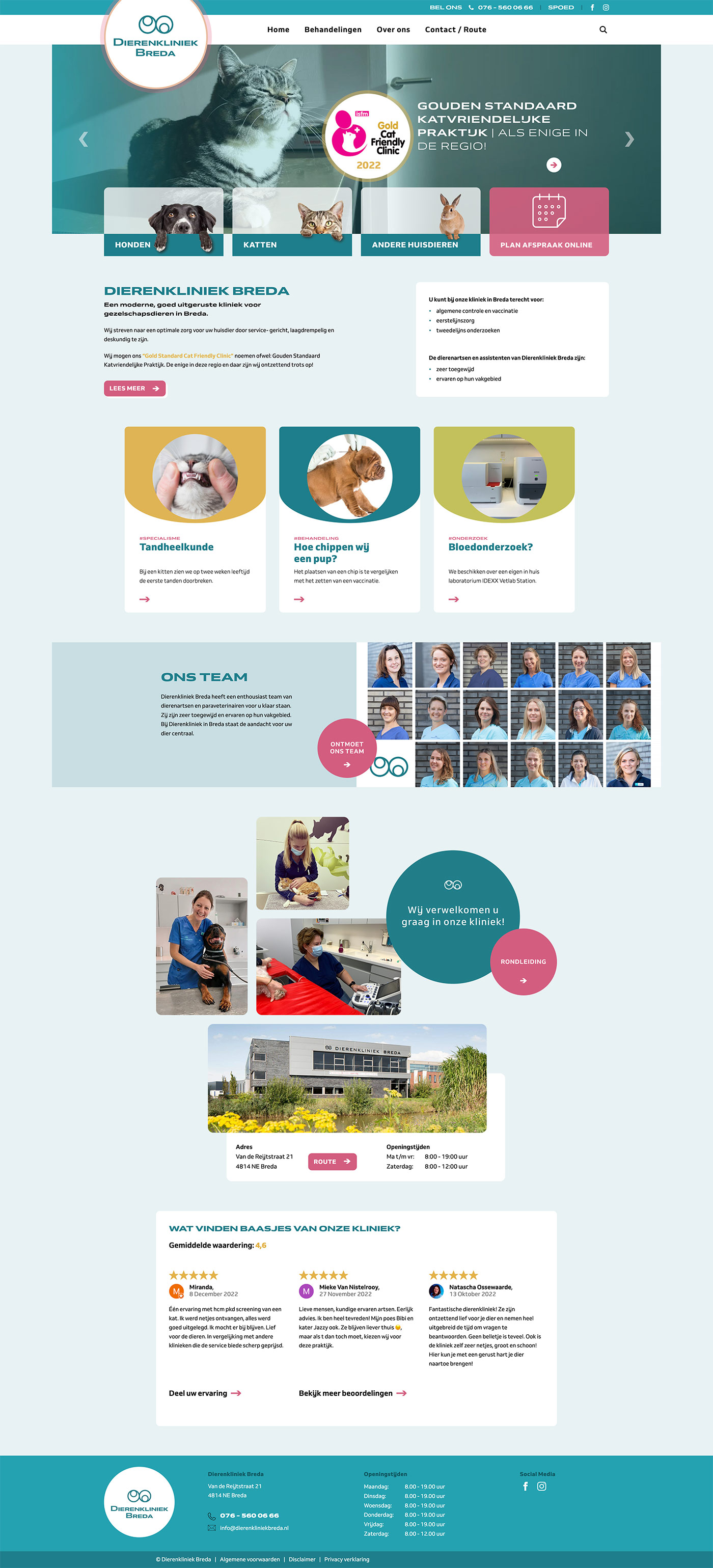 Volledige homepage dierenkliniek breda
