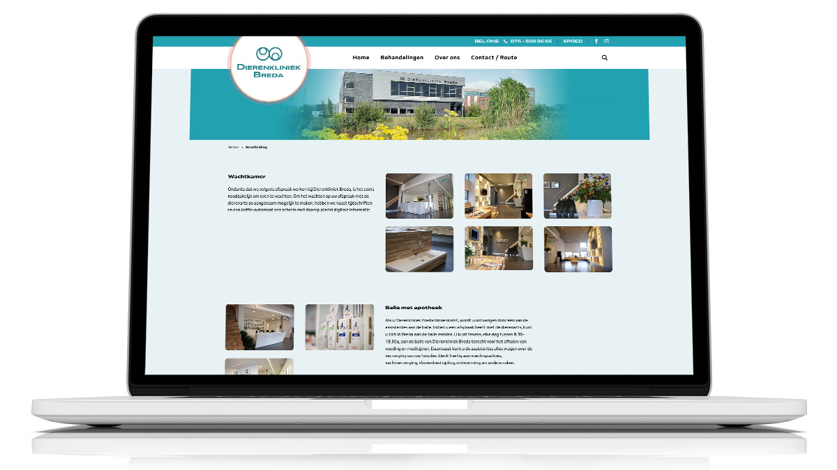 Over ons pagina dierenkliniek breda op een macbook