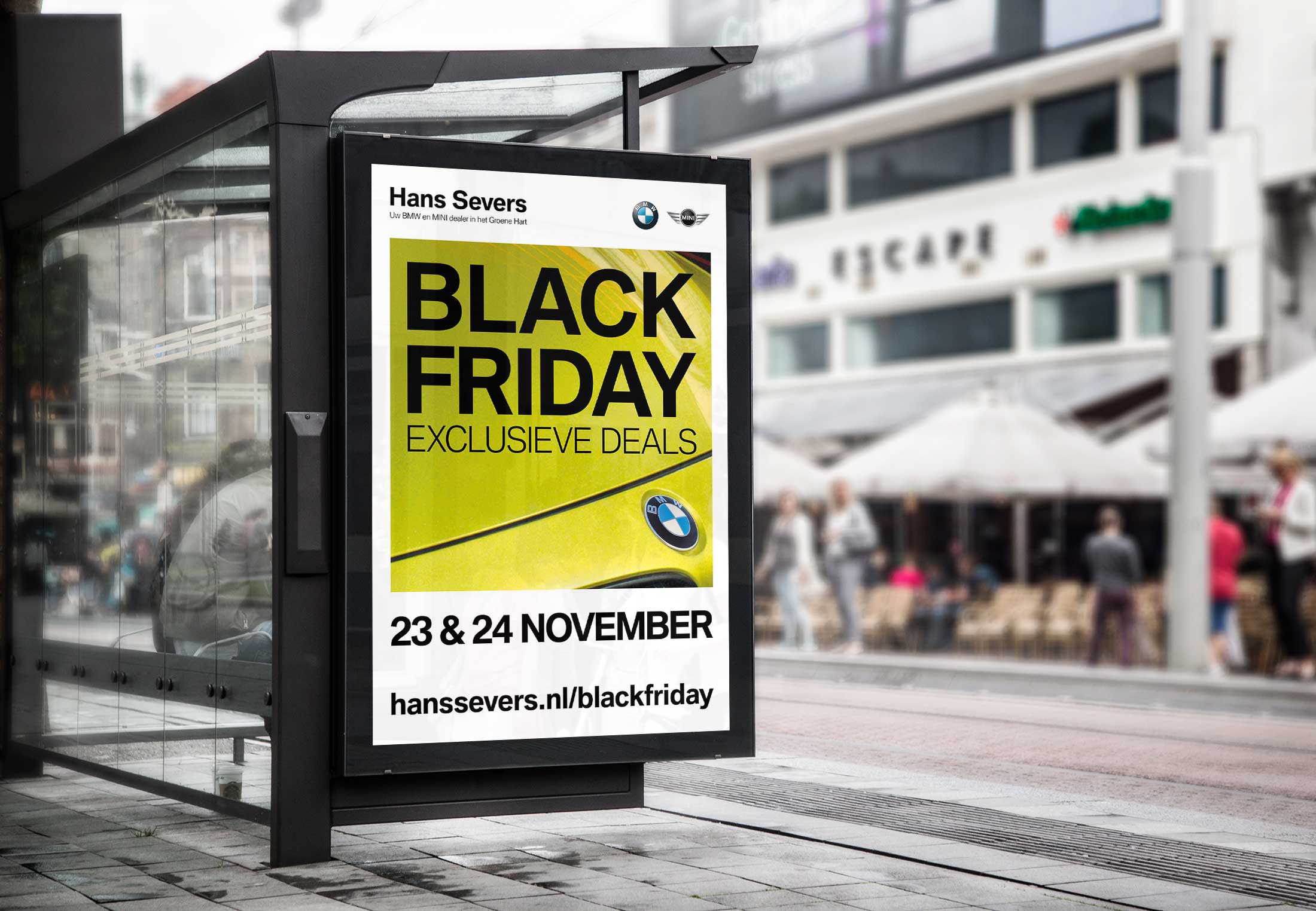 voorbeeld ontwerp black friday poster in bushokje