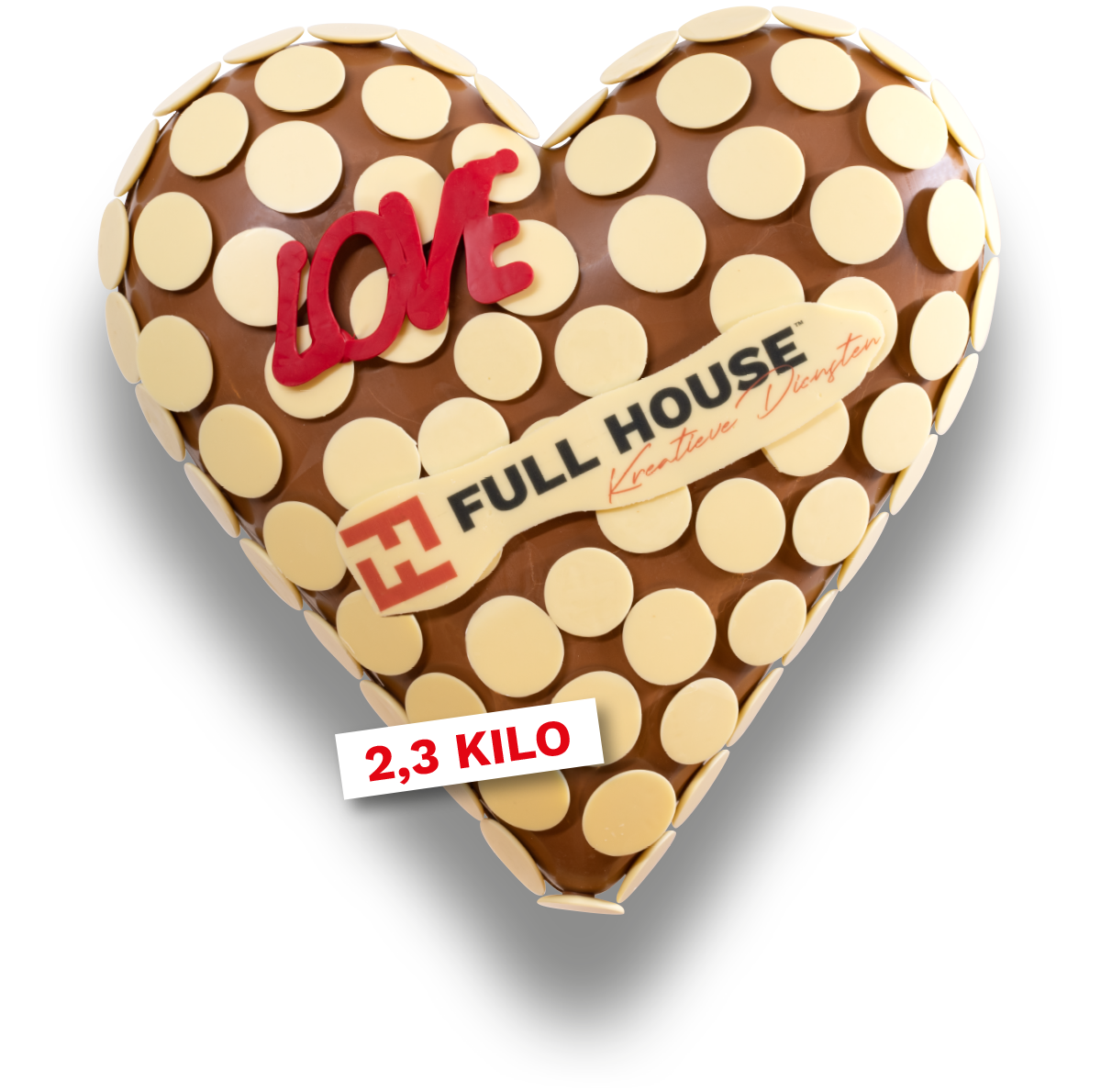 Een voorbeeld van het overheerlijke chocoladehart wat mede mogelijk gemaakt wordt door uw Kreatieve bureau Full House Kreatieve Diensten te Rotterdam